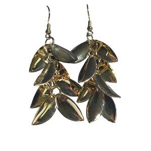 Gold Leaf Dangle Earrings Lightweight Modern Style Hook Statement Jewelry Gift